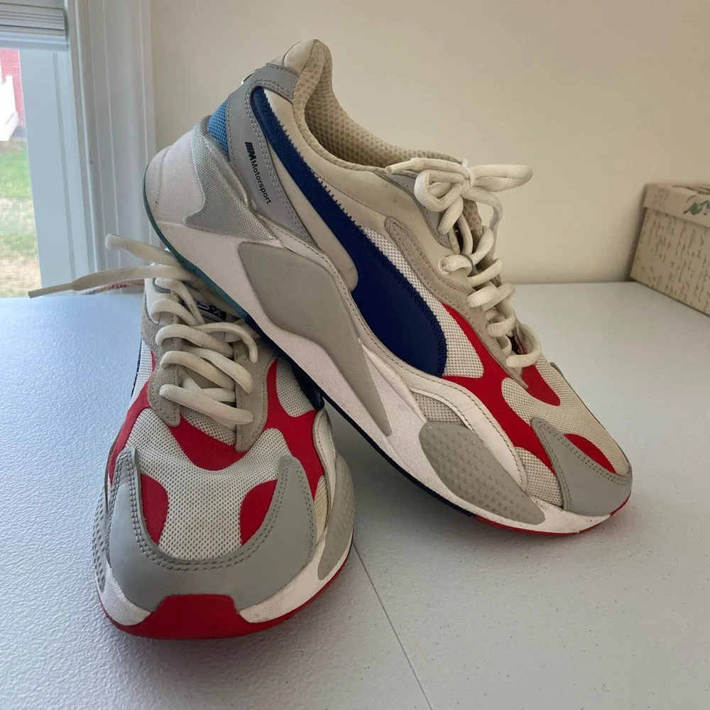 Puma men’s BMW Motorsport RS-X3 red blue white lace up running sneakers shoes 11